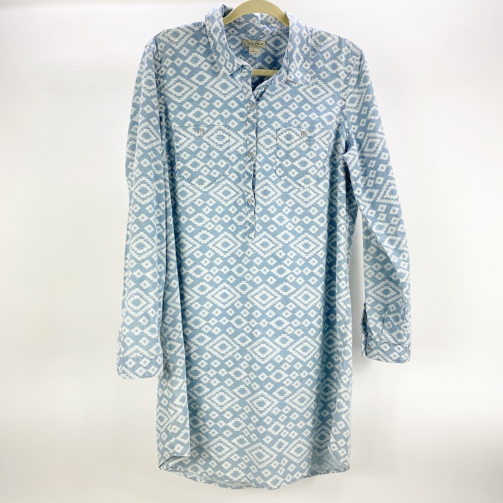 Lucky Brand Ikat Aztec Chambray Shirt Dress Size L